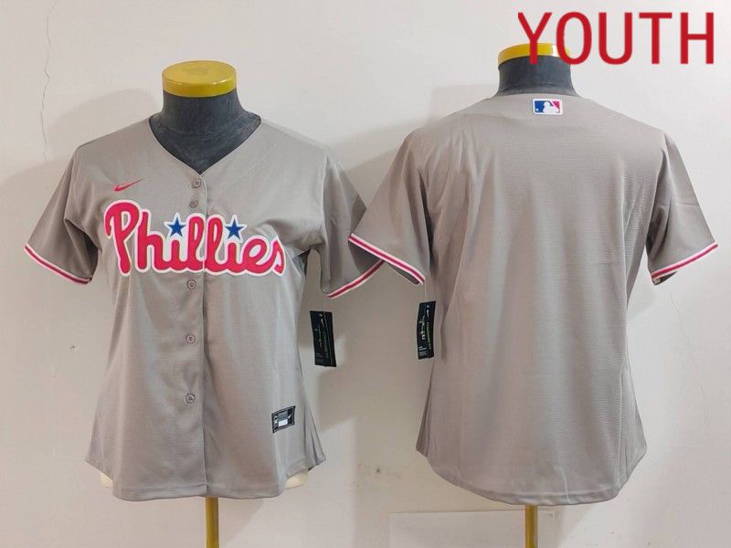 Youth Philadelphia Phillies Blank Grey Game 2024 Nike MLB Jersey style 2